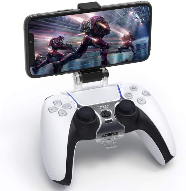 Auarte PS5 Controller Mobile Gaming Clip - DualSense Controller Phone Mount Adjustable Phone Bracket Holder Clamp Compatible with Playstation 5 Dualsense Wireless Controller